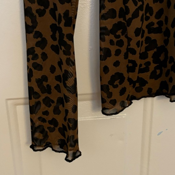 BAACAL by Cynthia Vincent - Sheer animal print mock turtleneck top - Picture 3 of 4